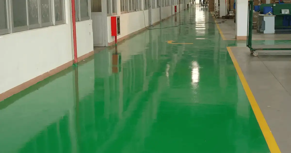 A factory floor professionally covered and marked with epoxy flooring in Allentown, PA
