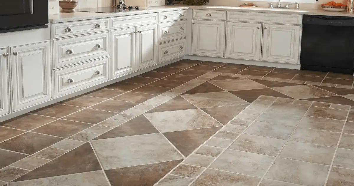 Kitchen with white cabinets and a professionally installed tile floor in Allentown, PA